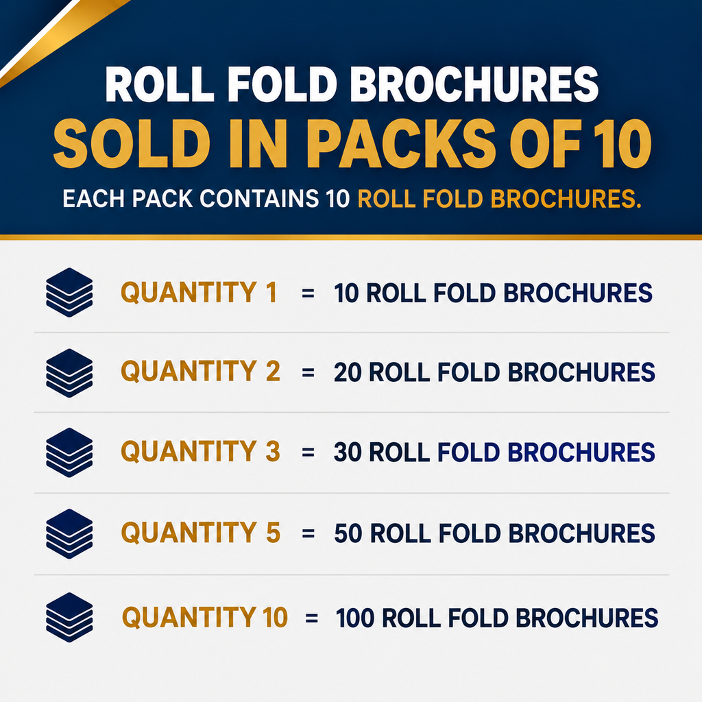 Custom Roll Fold Brochures  | Upload Your Own Design | Packs of 10