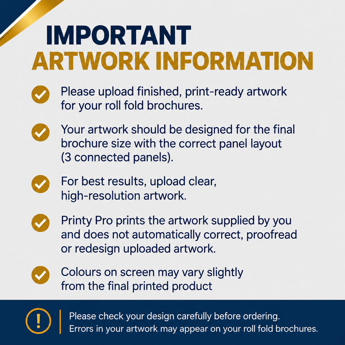 Custom Roll Fold Brochures  | Upload Your Own Design | Packs of 10