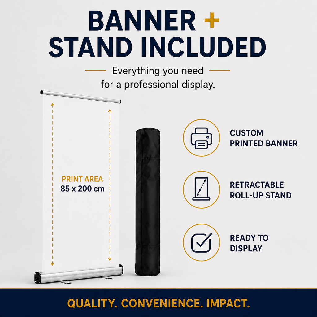 Custom Roll Up Banner with Stand | Upload Your Own Design