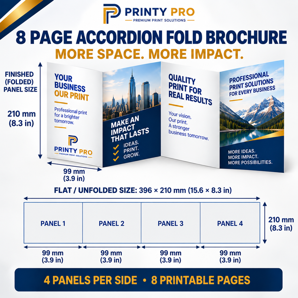 Custom 8-page Accordion Fold Brochure | Upload Your Own Design