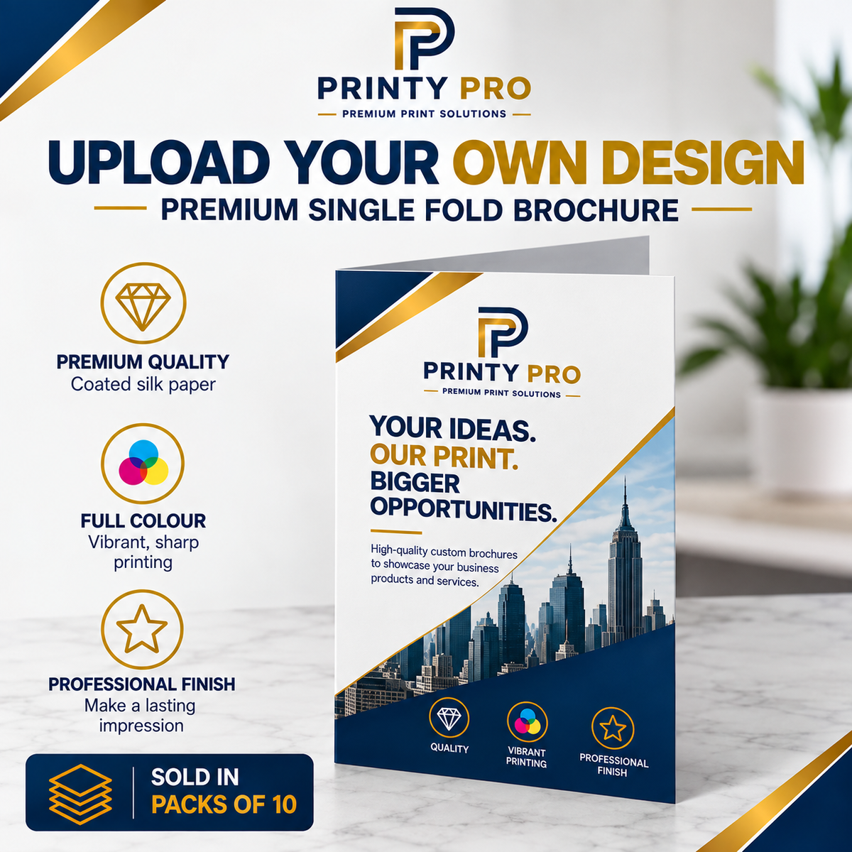Custom Single Fold Brochures | A5 | Upload Your Own Design | Packs of 10