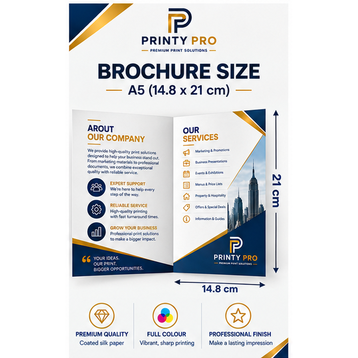 Custom Single Fold Brochures | A5 | Upload Your Own Design | Packs of 10
