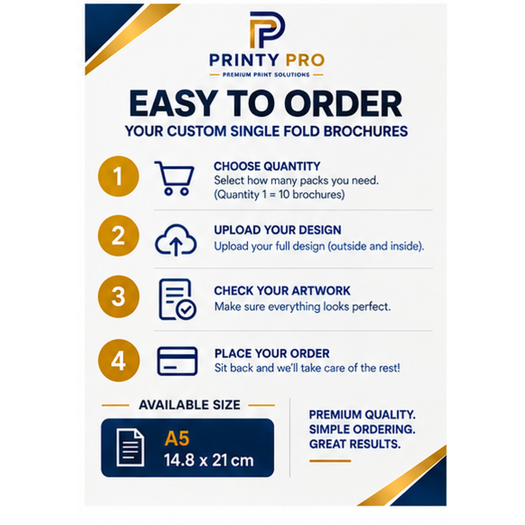 Custom Single Fold Brochures | A5 | Upload Your Own Design | Packs of 10